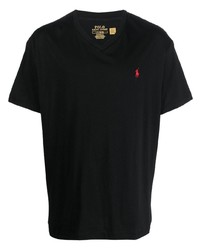 T-shirt à col en v noir Polo Ralph Lauren