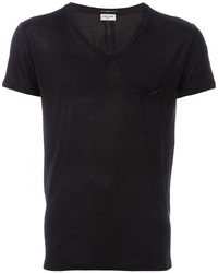 T-shirt à col en v noir Saint Laurent