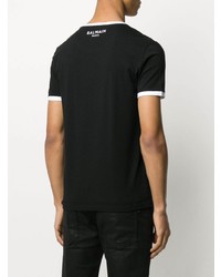 T-shirt à col en v noir Balmain