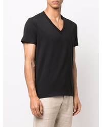 T-shirt à col en v noir Lardini