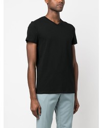 T-shirt à col en v noir Jil Sander