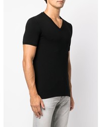 T-shirt à col en v noir Balmain