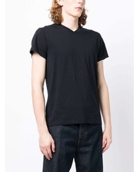 T-shirt à col en v noir Jil Sander