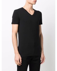 T-shirt à col en v noir Ermenegildo Zegna