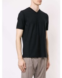 T-shirt à col en v noir Giorgio Armani