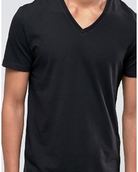 T-shirt à col en v noir Celio