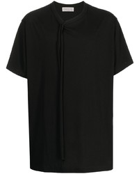 T-shirt à col en v noir Yohji Yamamoto