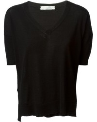 T-shirt à col en v noir Zanone
