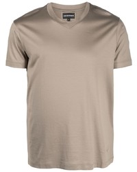 T-shirt à col en v olive Emporio Armani