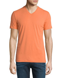 T-shirt à col en v orange
