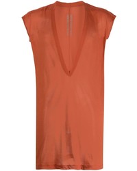T-shirt à col en v orange Rick Owens