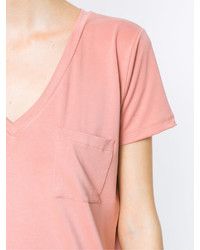 T-shirt à col en v rose