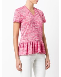 T-shirt à col en v rose Dondup