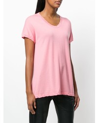 T-shirt à col en v rose Barrie