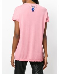 T-shirt à col en v rose Barrie