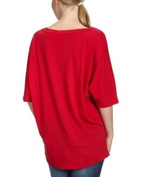 T-shirt à col en v rouge Bobi