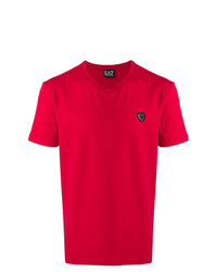 T-shirt à col en v rouge Ea7 Emporio Armani