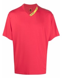 T-shirt à col en v rouge Ferrari