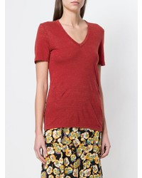 T-shirt à col en v rouge Isabel Marant Etoile