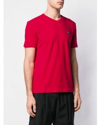 T-shirt à col en v rouge Ea7 Emporio Armani