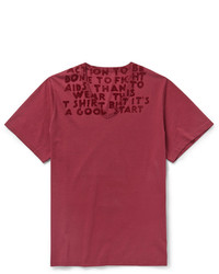 T-shirt à col en v rouge Maison Margiela