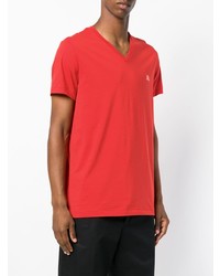 T-shirt à col en v rouge Burberry