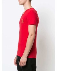 T-shirt à col en v rouge Versace