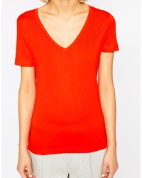 T-shirt à col en v rouge Vero Moda