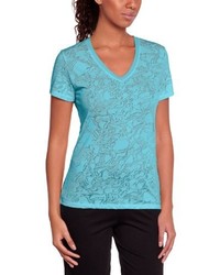 T-shirt à col en v turquoise
