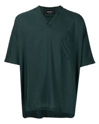 T-shirt à col en v vert foncé Giorgio Armani