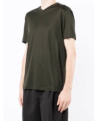 T-shirt à col en v vert foncé Emporio Armani