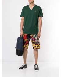 T-shirt à col en v vert foncé Dolce & Gabbana