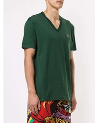 T-shirt à col en v vert foncé Dolce & Gabbana