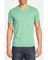 T-shirt à col en v vert menthe