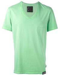T-shirt à col en v vert menthe Philipp Plein