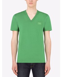 T-shirt à col en v vert Dolce & Gabbana