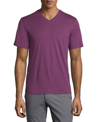 T-shirt à col en v violet