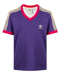T-shirt à col en v violet adidas
