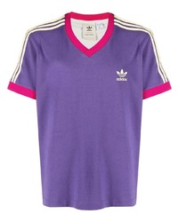 T-shirt à col en v violet adidas