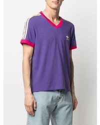 T-shirt à col en v violet adidas