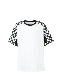 T-shirt à col rond à carreaux blanc et noir
