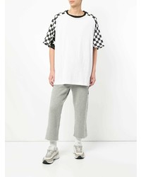 T-shirt à col rond à carreaux blanc et noir Facetasm