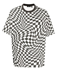 T-shirt à col rond à carreaux blanc et noir FIVE CM