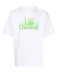 T-shirt à col rond à carreaux blanc Late Checkout