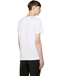 T-shirt à col rond à carreaux blanc Burberry