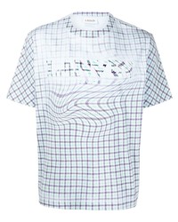 T-shirt à col rond à carreaux bleu clair Lanvin
