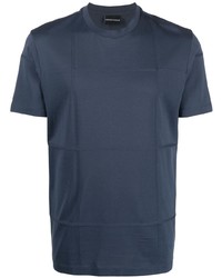 T-shirt à col rond à carreaux bleu marine Emporio Armani