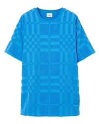 T-shirt à col rond à carreaux bleu Burberry