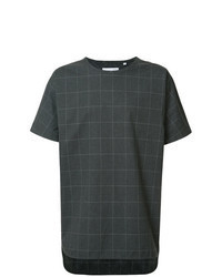 T-shirt à col rond à carreaux gris foncé