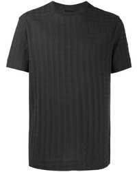 T-shirt à col rond à carreaux gris foncé Emporio Armani